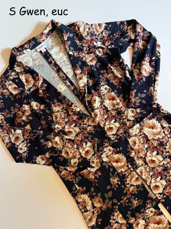 Jackets & Blazers - Small Lularoe Gwen blazer, black with antique brown roses